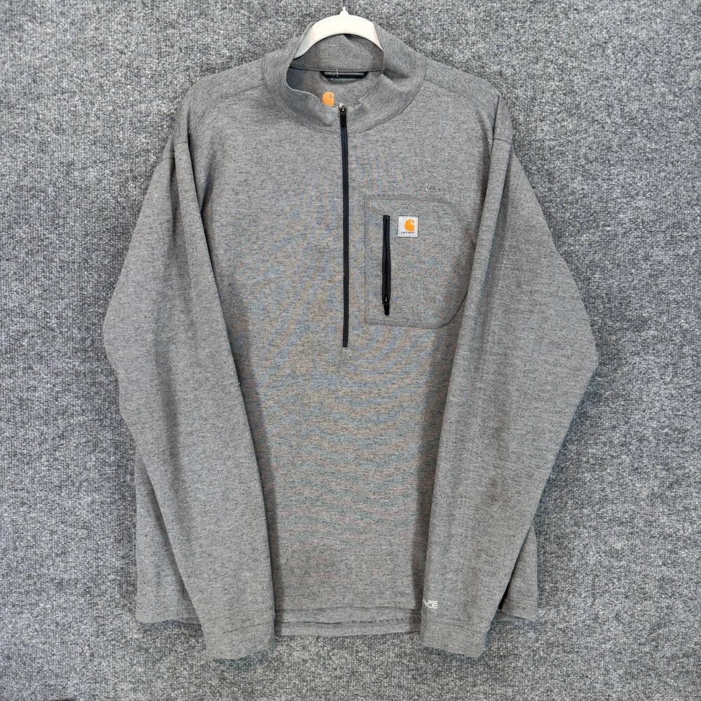 Carhartt Force Shirt Mens XL Gray Mock Neck 1/4 Zip Pullover Active Workwear